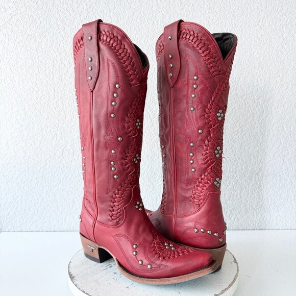 Lane boots Shoes - Lane COSSETTE Red Cowboy Boots Womens 9 Western Cowgirl Mid Calf Tall Snip Toe